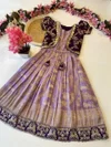 Ajd 8098 Russian Dola Silk Embroidery Work Kids Wear Gown With Coat